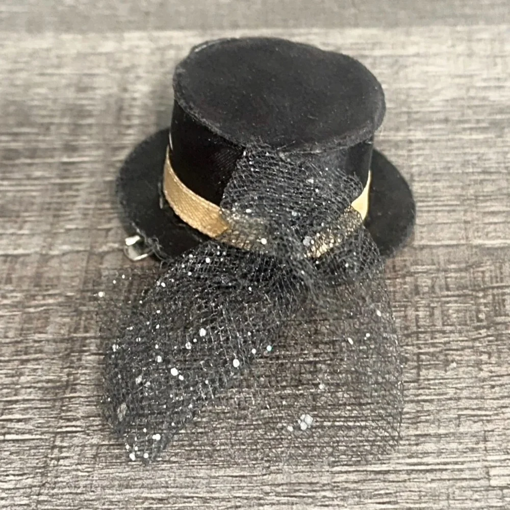 💞 New Happy New Year Black Mini Top Hat Hair Clip